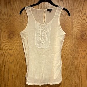 Limited sheer layering tank, cream beaded. Small